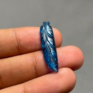Blue Kyanite Leaf Carving
