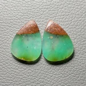 Boulder Chrysoprase Pair Gemstone Cabochon - Image 1