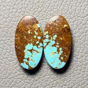 American Turquoise (Mines No.8) Pair Cabochon Gemstone - Image 1