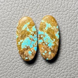 American Turquoise (Mines No.8) Pair Cabochon Gemstone - Image 1